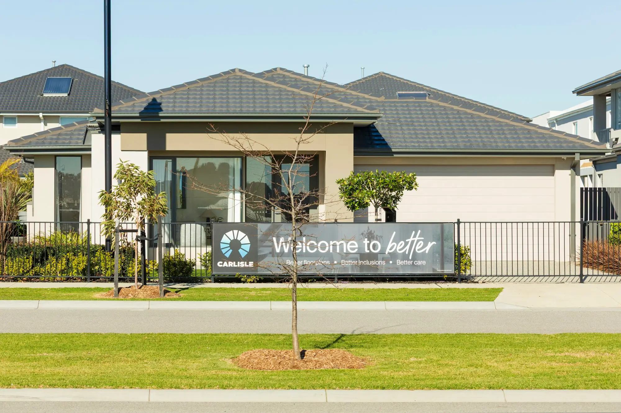 Modern single-storey family home with a neat front yard